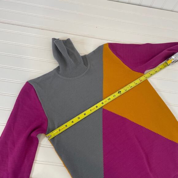 Ellesse Vintage Women’s Color Block Turtleneck Virgin Wool Pullover Sweater Sz M - Picture 6 of 6